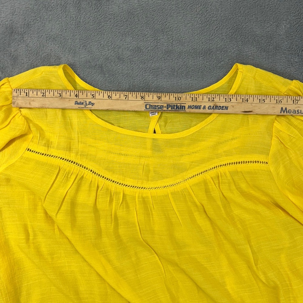 Nanette Lepore Yellow Flutter Sleeve Blouse XL NWT Ladder Stitch Boho Top - Picture 6 of 7
